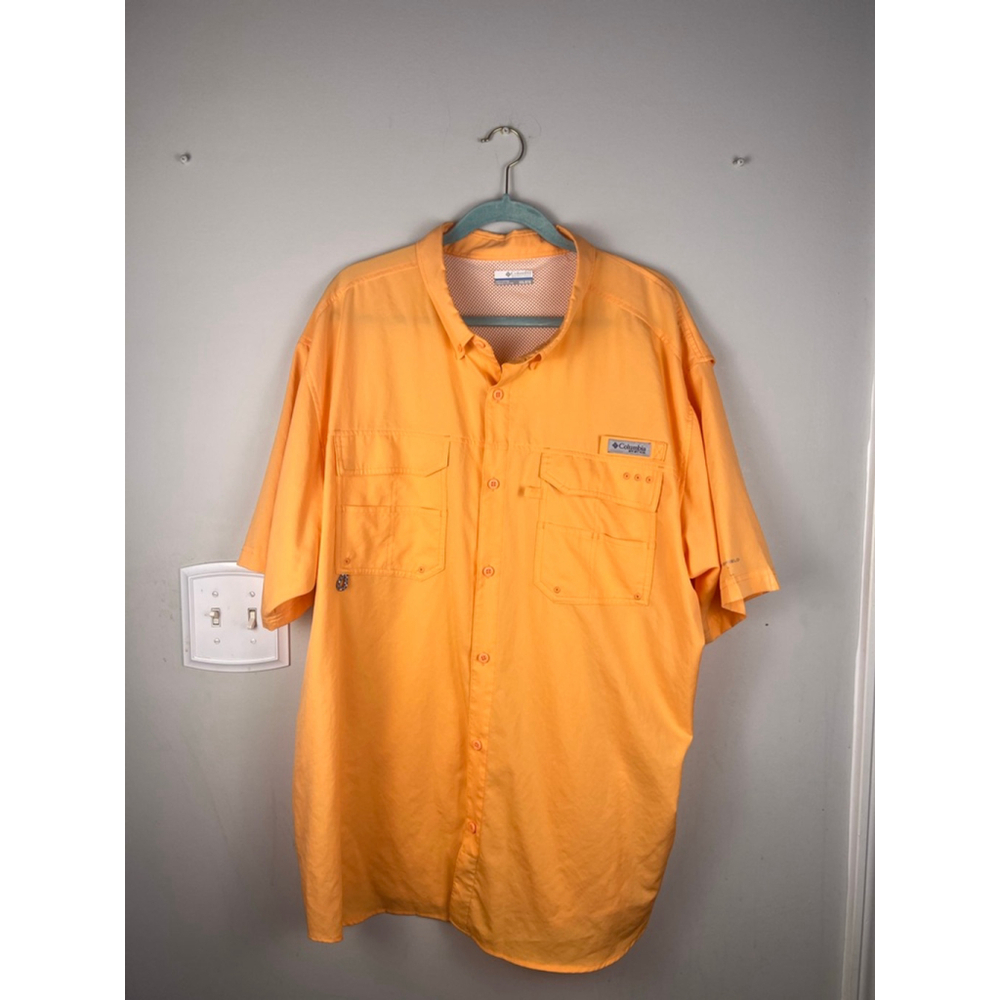 Columbia PFG Men’s XXL Orange Omni-Shield Fishing Shirt Short Sleeve Vented